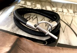 Armbånd læder hermes stil sort
