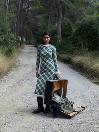 Clover Midi-Kleid mit grünem Karomuster