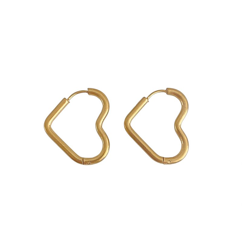 Orecchini a cuore in acciaio inossidabile - Oro