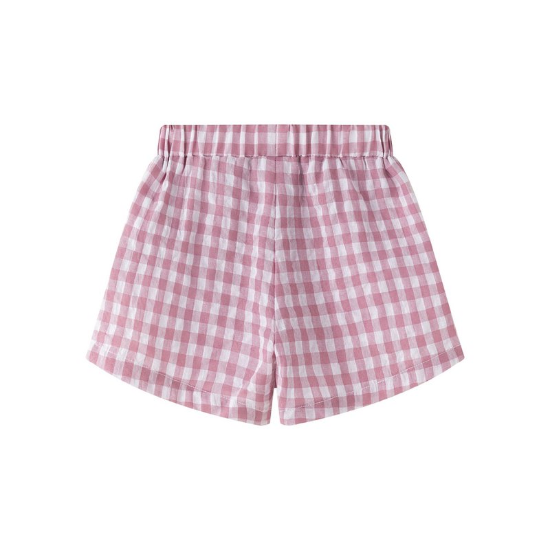 Mauvefarbene Gingham-Shorts für Mädchen mit Taschen BGV96545