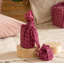 Furoshiki 3-formaatbundel - enkelzijdig - bordeauxrode bogen - FabRap