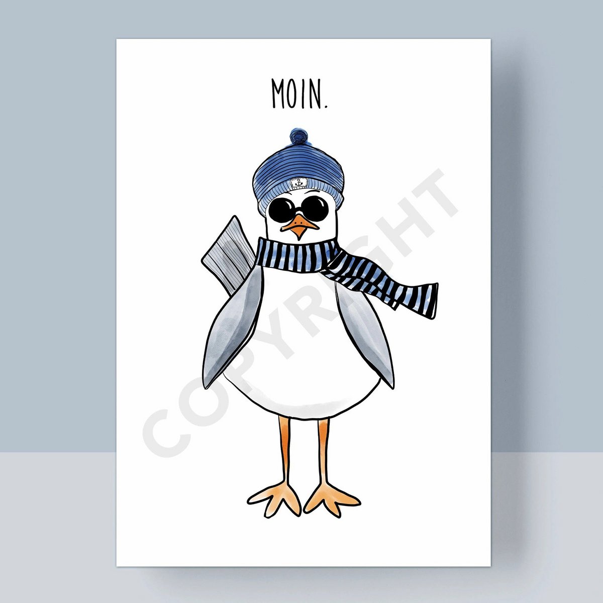 Postcard - Cool Moin Möwe