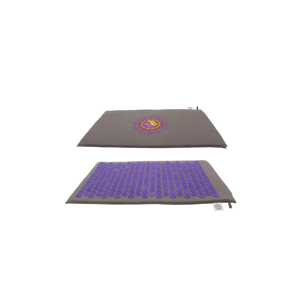 Tapis d'acupression/Shakti gris avec pointe violette (Ying Yang)