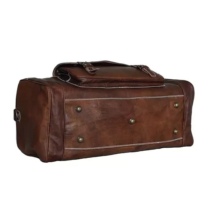 Handmade Full-Grain Leather "Legacy" Duffle – 24" (61cm) Artisan Vintage Travel Bag with Eco-Tanned Sustainability