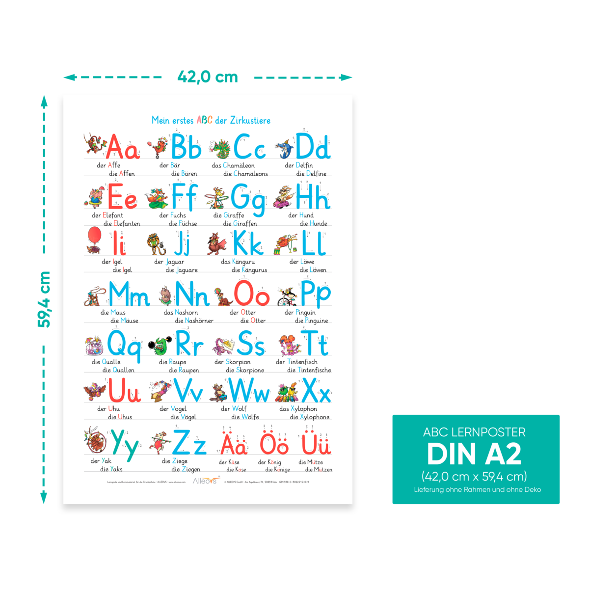 Mon premier ABC des animaux de cirque - affiche alphabet