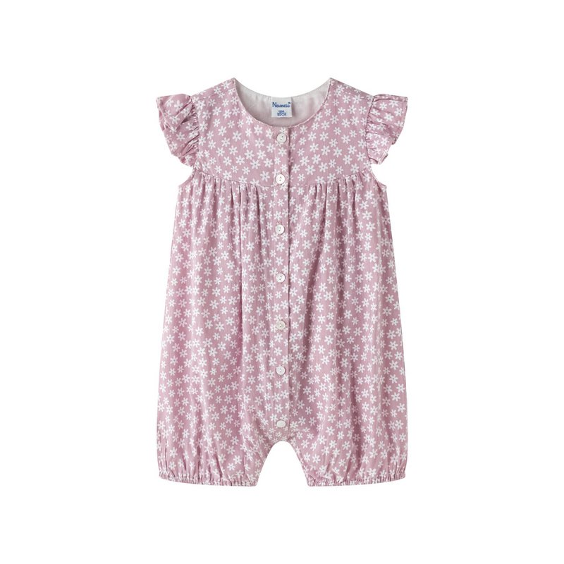 Baby frog with ruffle sleeves and mauve print BGV96542