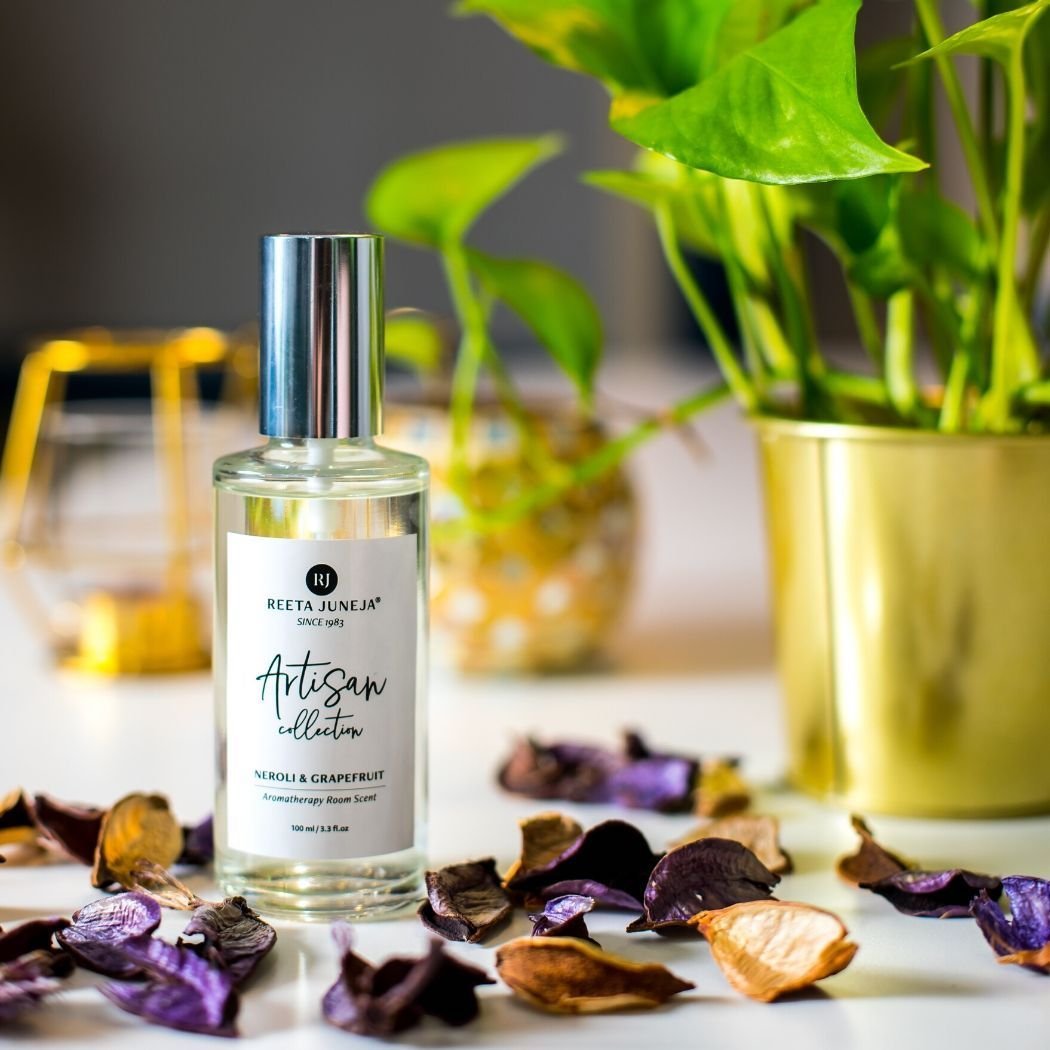 Bougie pour la maison de luxe au néroli et au pamplemousse, roseaux d'aromathérapie et vaporisateur d'ambiance