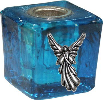 Glass Cube Mini Candle Holder- Turquoise-Raziel