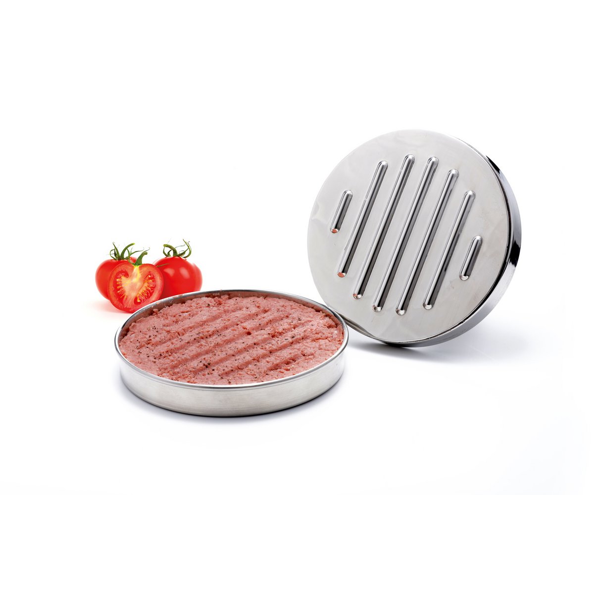 Stainless steel burger press