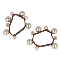 Set of 2 hair ties with pearls in brown color. Scrunchies with pearl accents.