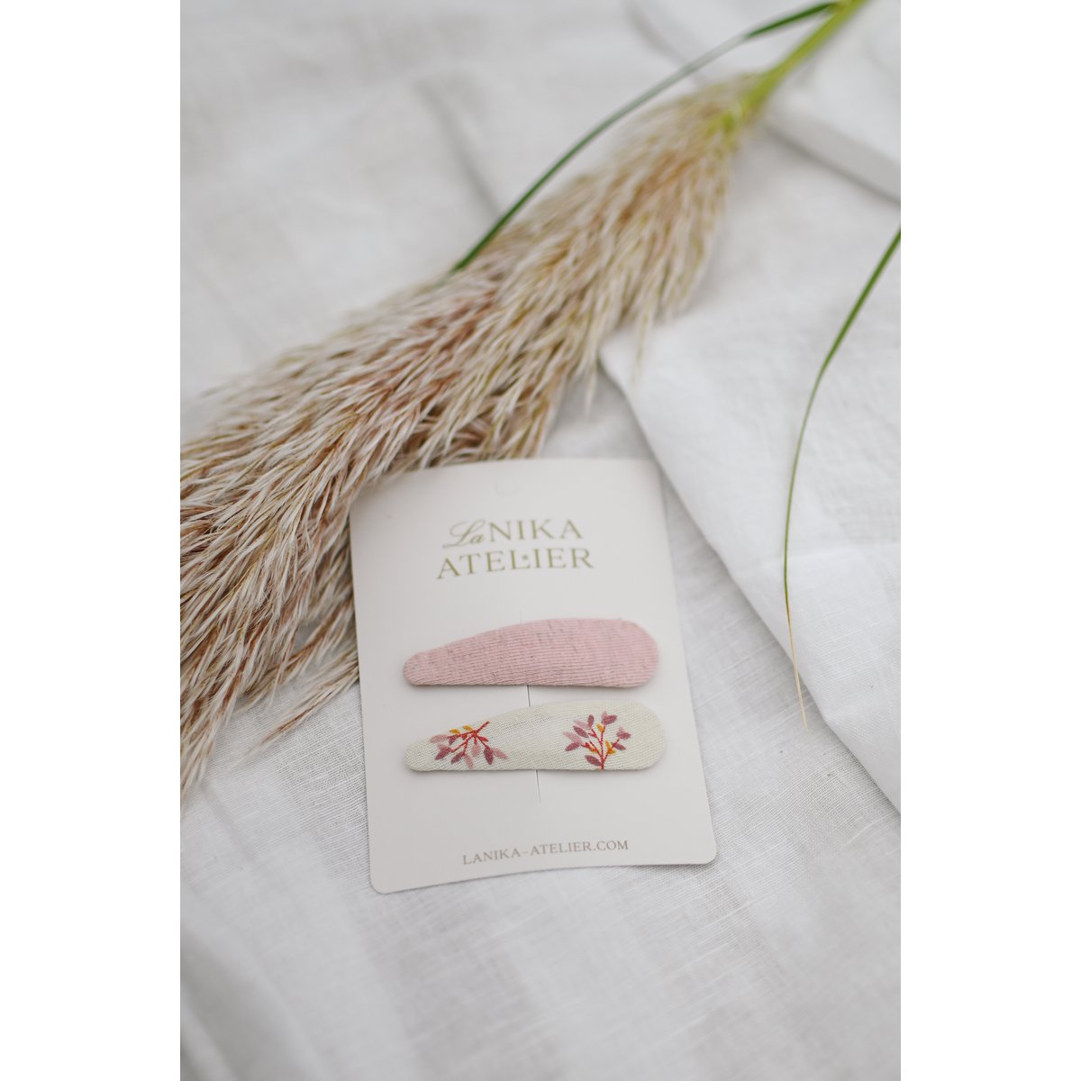 Pasadores de pelo básicos rosa y floral marfil para niña y mujer