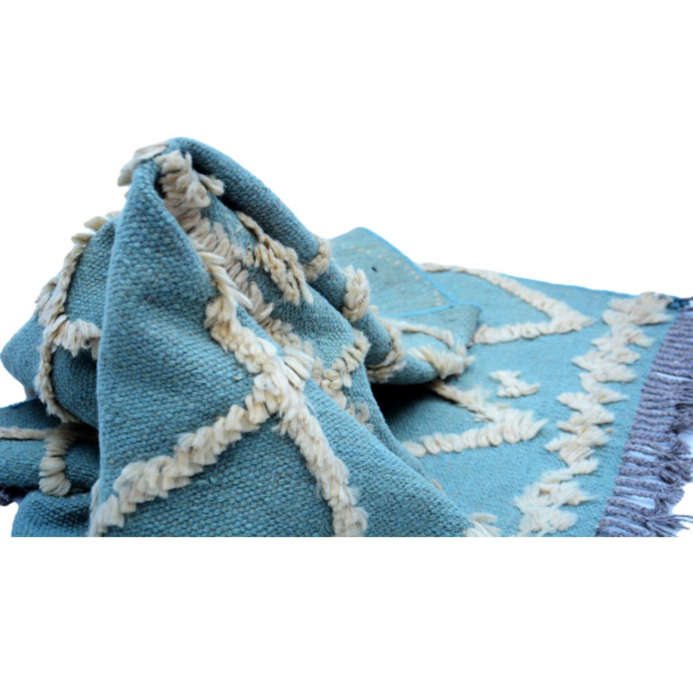 IKAT Tappeto Kilim grigio verde acqua