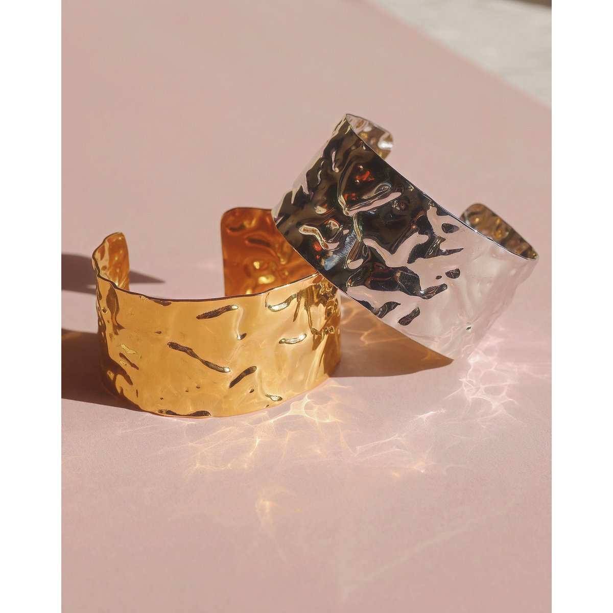 August - Hammered Wide Cuff Bracelet