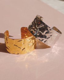 August - Hammered Wide Cuff Bracelet