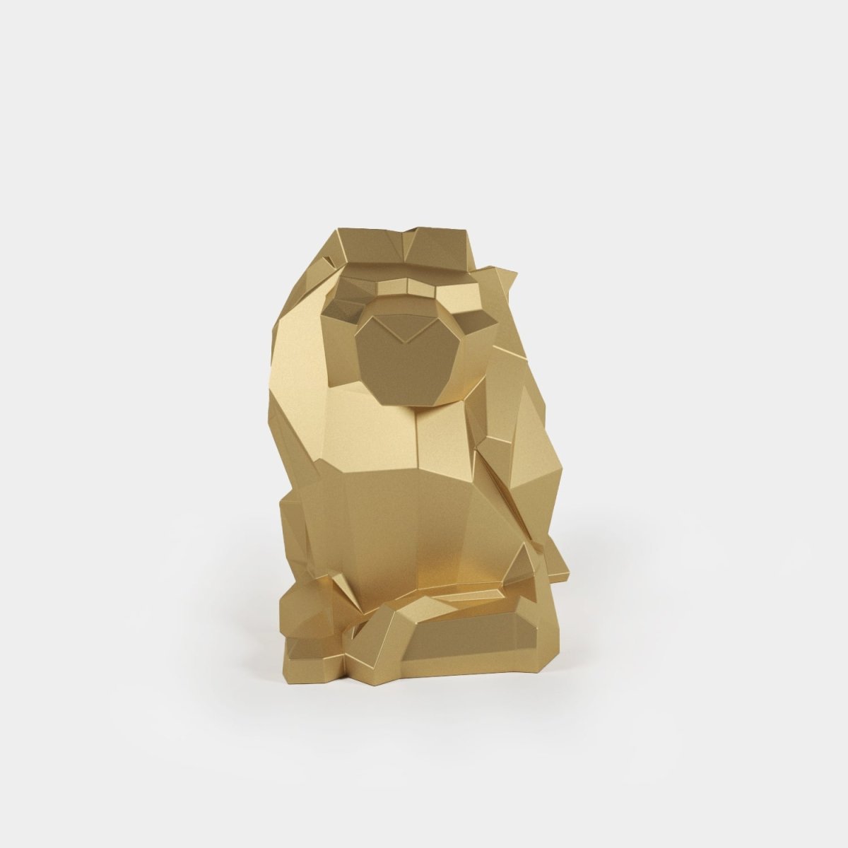 León dorado decorativo, estatuilla de origami de poliresina, Majestuoso