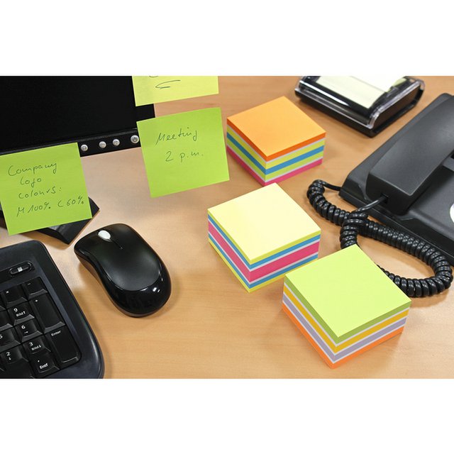 Info notes 75x75mm assorted Color Mix block of 450 sheets lime, white, gold, violet, orange