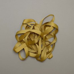 Vibrant golden yellow ribbon with "My Pretty Circus" text, perfect for decorative and craft projects.