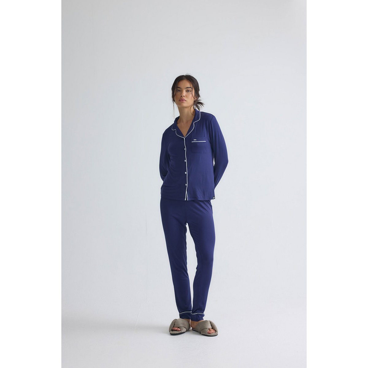 Bamboo Long Pyjama Set in Midnight