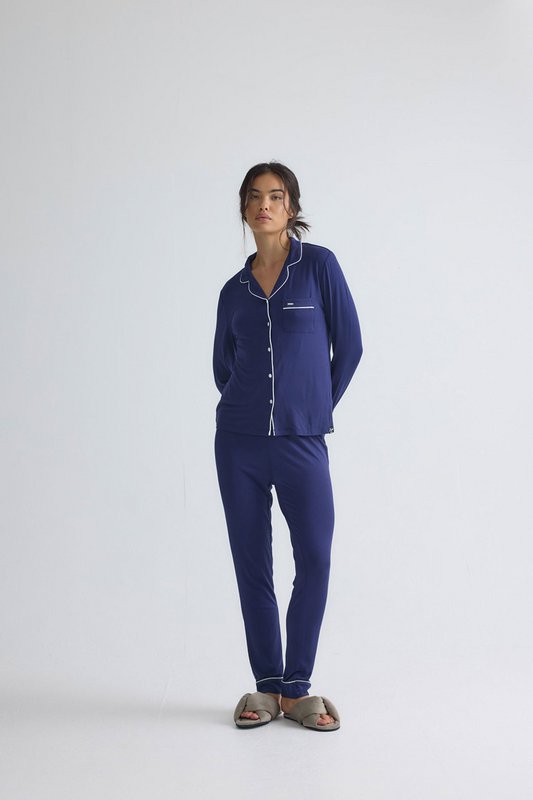 Bamboo Long Pyjama Set in Midnight