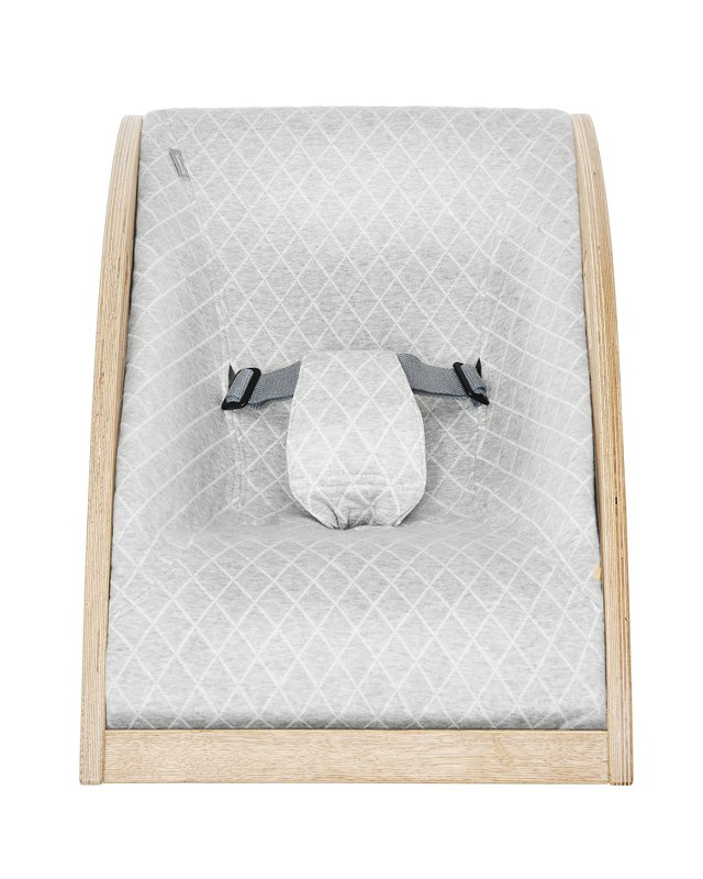 Baby bouncer "Babywelle" oak, fabric grey