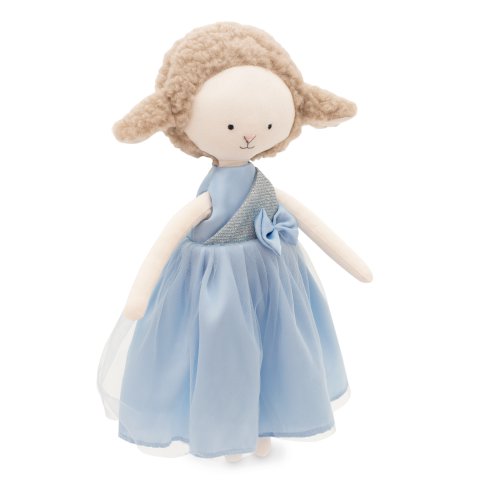 Cotton soft toy, Cotti Motti - Zoe the Sheep: Blue Satin Dress + bonus mermaid tale (30 cm)