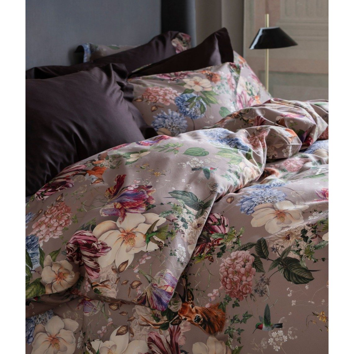 Satijnen beddengoedset Magic Garden Grey Cliff
