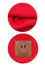 Komplet czapka i komin SMILE - bawełna - czerwony