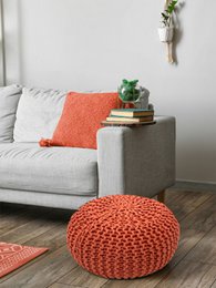 Knitted stool pouf Ø 45 H 30 cm cm seat pouf knitted floor cushion