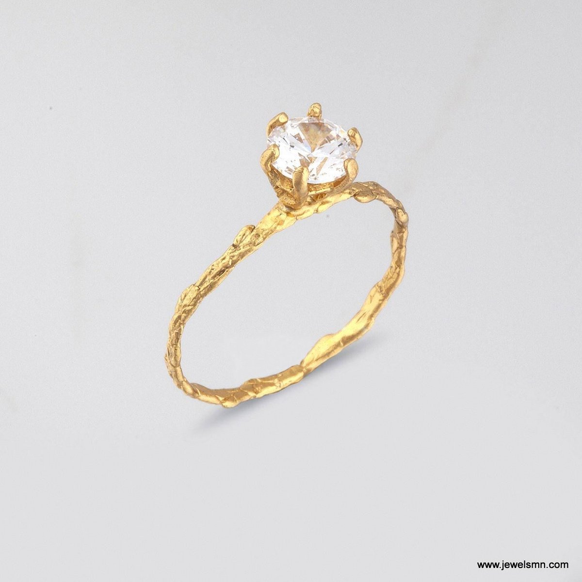 Cypress Twig Engagement Ring: Gold Plated Silver with Lab Diamond