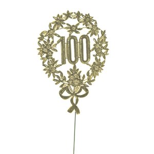 Anniversary number 100, on wire, 8x12cm, gold