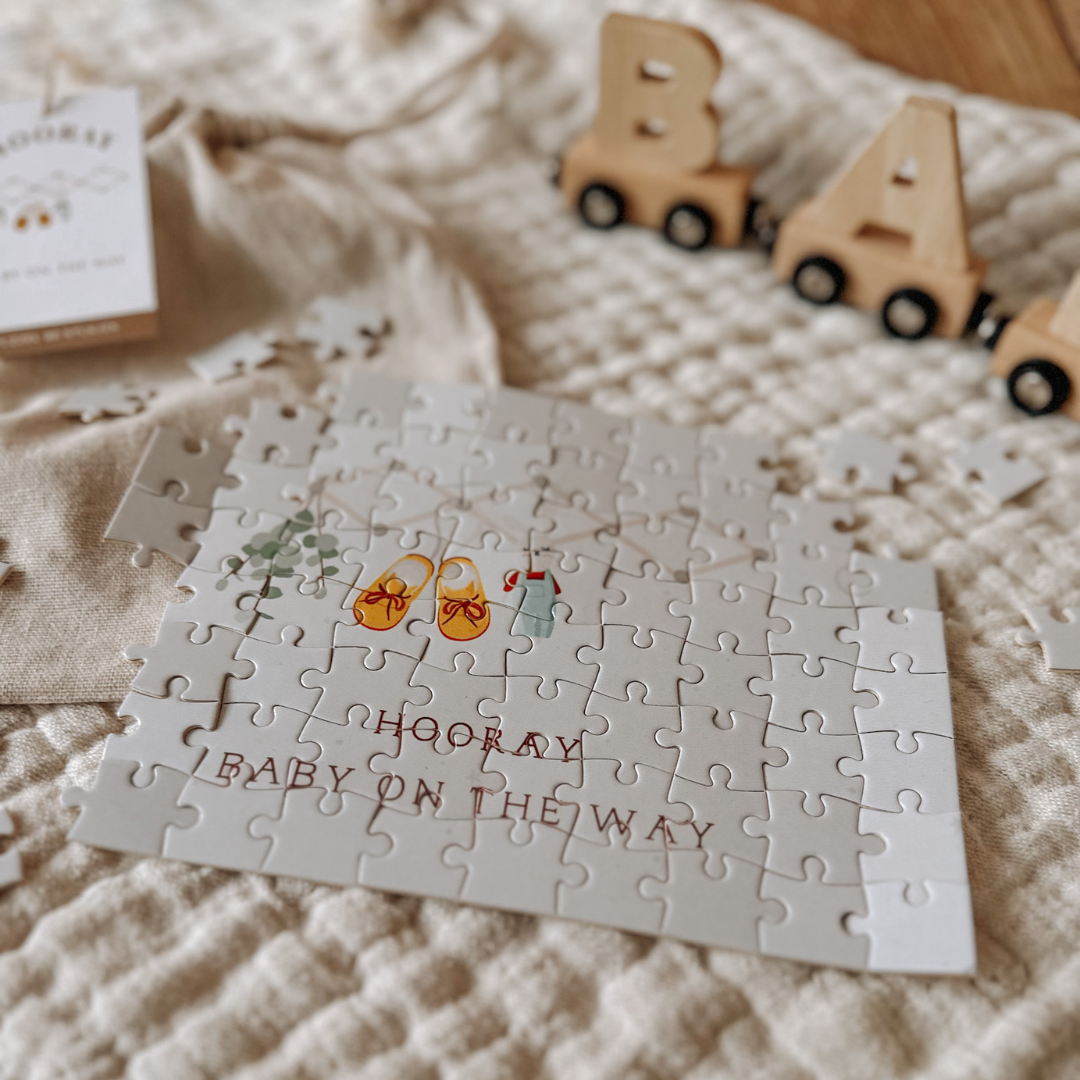 Puzzel Zwangerschapsaankondiging 'Baby on the way' 80 stukjes