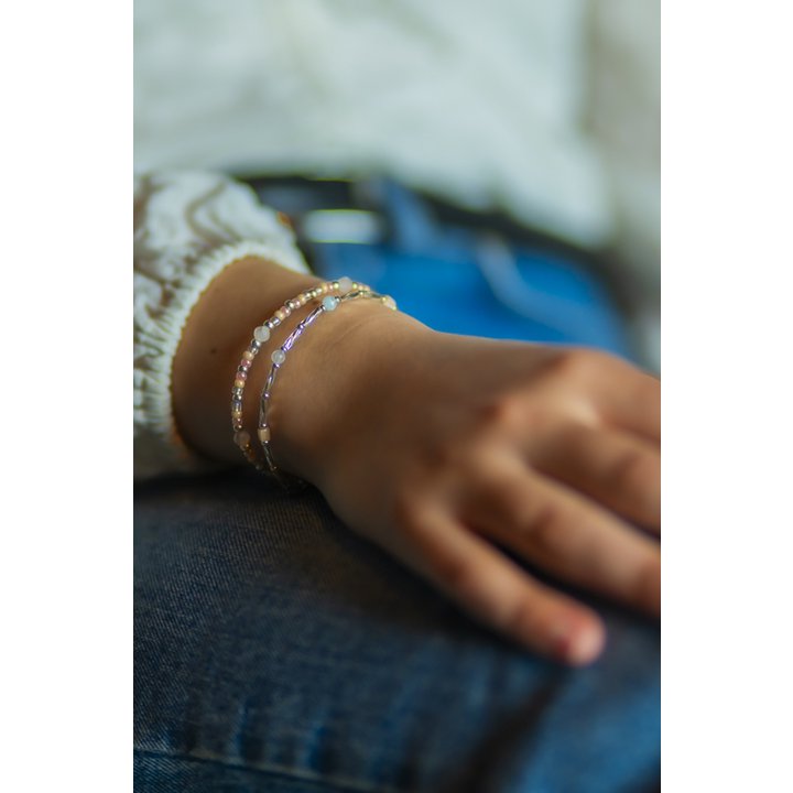 Ketting Fira morganiet en amethyst, zilver of goud roestvrijstaal