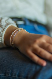 Ketting Fira morganiet en amethyst, zilver of goud roestvrijstaal