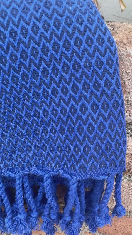 SAMOS Cotton Hammam Pool Towel – Lightweight – Blue / Navy Blue - 180x100 cm