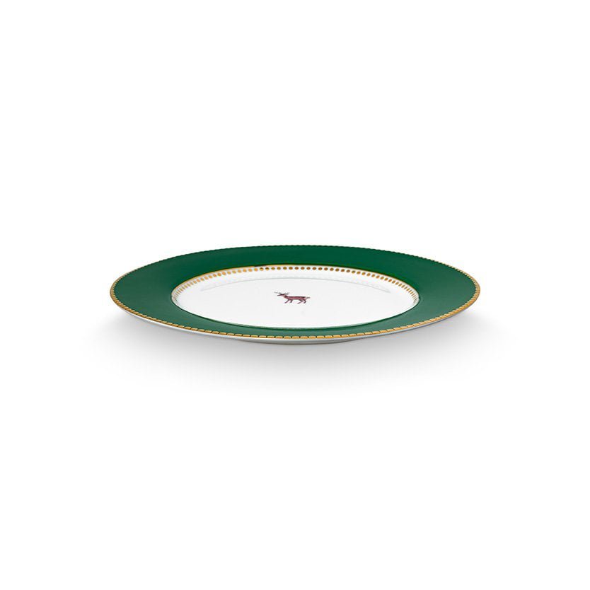 Plate Love Birds Deer Dark Green 21cm
