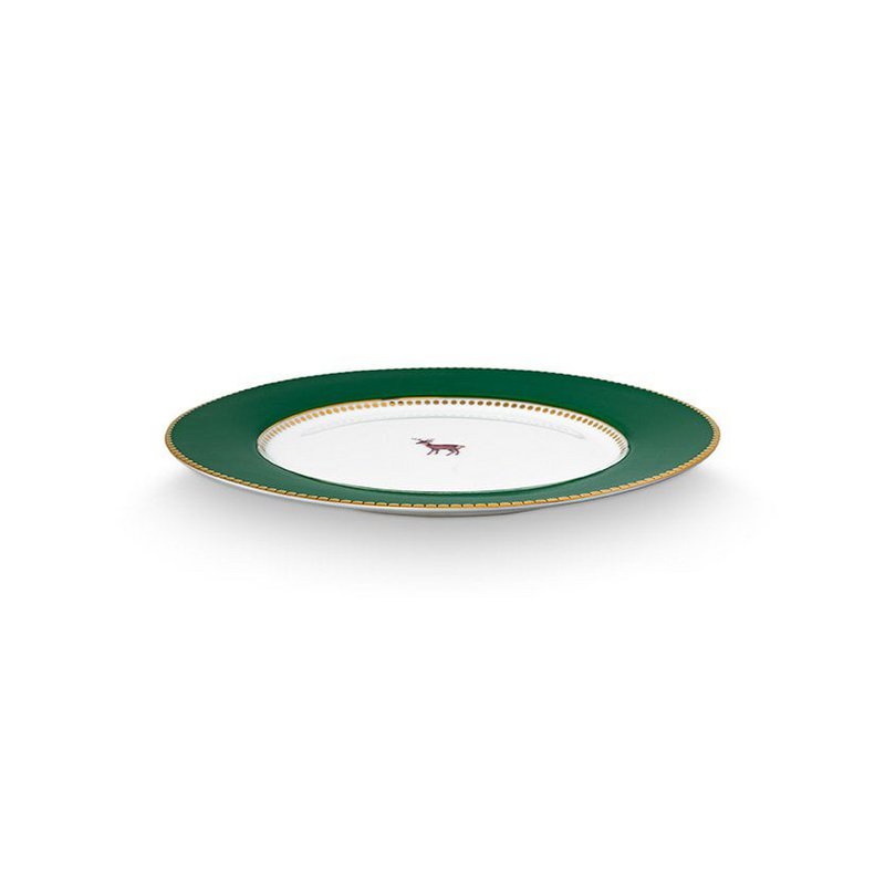 Plate Love Birds Deer Dark Green 21cm