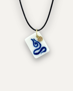 Charm - Rettangolo Energetico Blu ciondolo in Porcellana