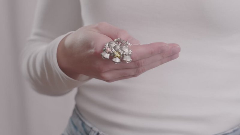 "3 Stars" skytsengel nøglering - engle lykkeamulus - heldig engel med kløverblad, hjerte og stjerne