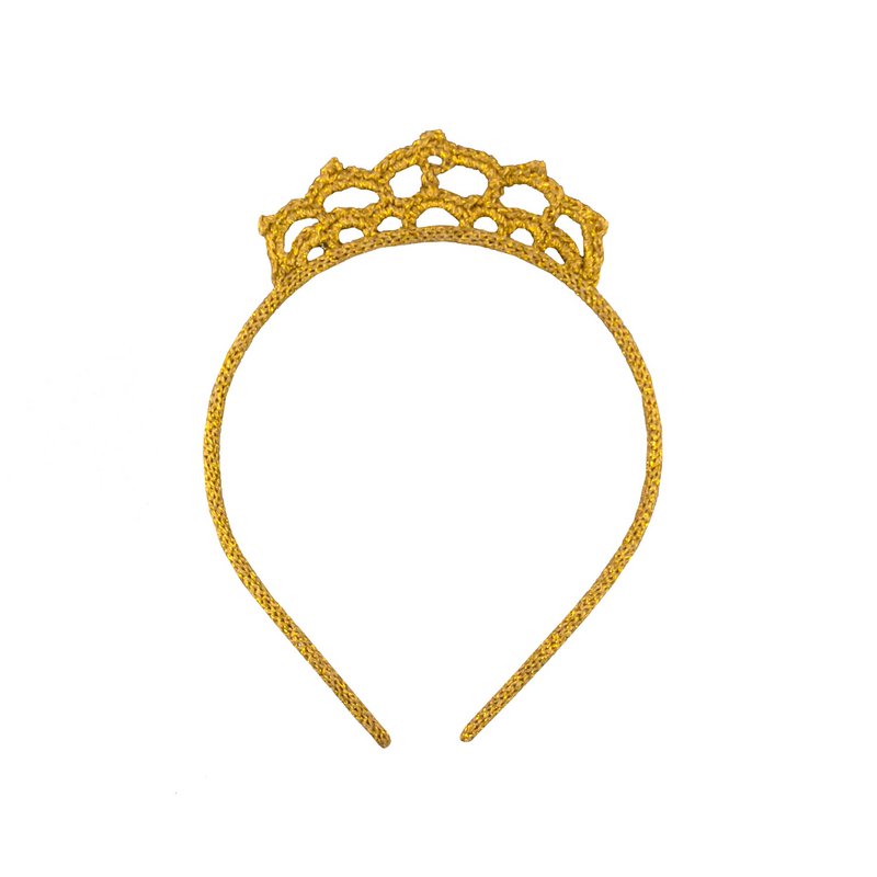 Fascia per capelli all'uncinetto Corona dorata
