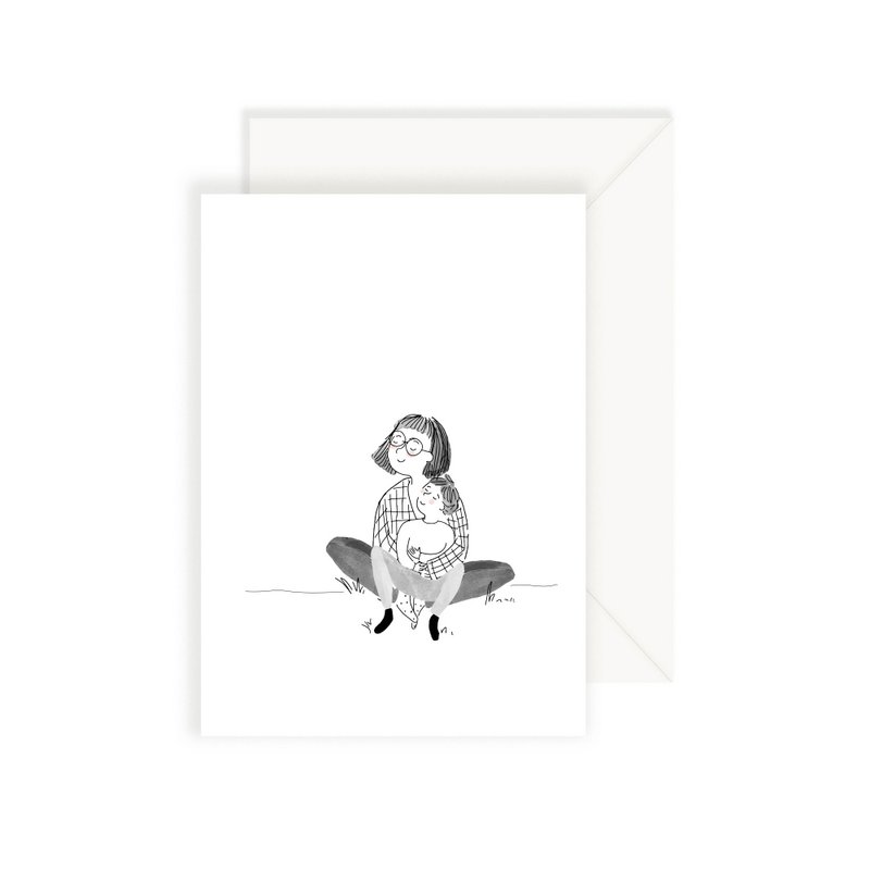 Card on your cheek Girl - Girl kisses her mom on her cheek
