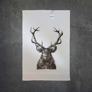Kitchen towel terry white with deer