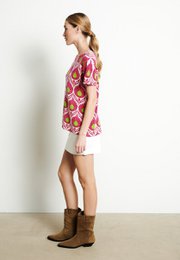 RIA 12 T-shirt Blomsterprint i Cashmere White Ecru