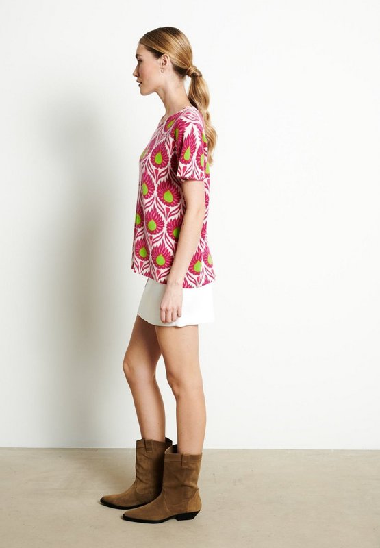 RIA 12 T-shirt Blomsterprint i Cashmere White Ecru