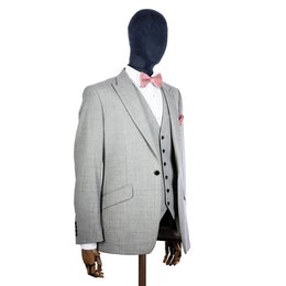 Dusty pink knitted bow tie and pocket square set