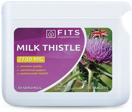  Milk Thistle 2700mg supplement, 30 tablets, supports liver health, contains silymarin, a natural antioxidant.