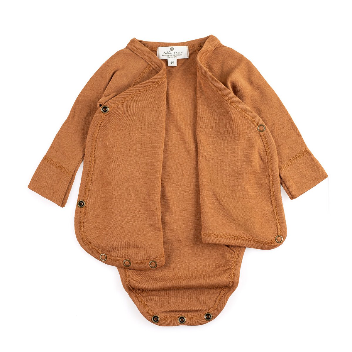 Woolen wrap-over romper long sleeves - Merino wool - Argan Oil