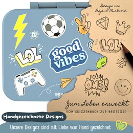 Leaf kan met compartimenten, licht en lek - sticker blauw
