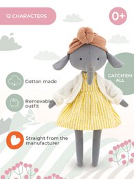 Peluche en coton, Cotti Motti, Alice l'éléphant (30cm)