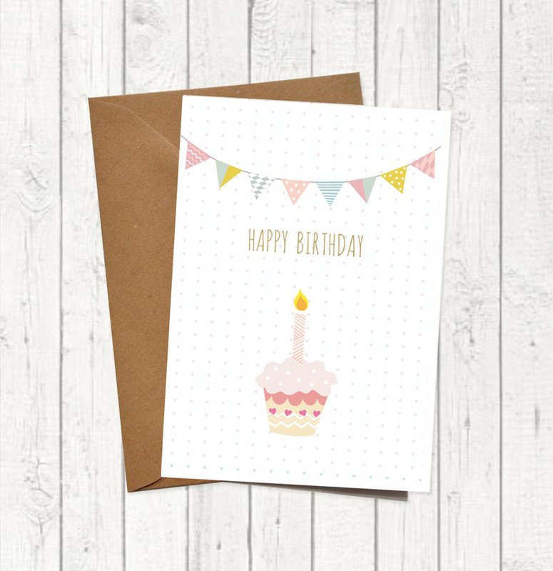 Grusskarte "Happy Birthday Cupcake"