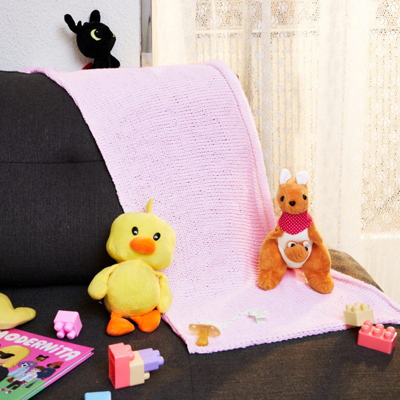 NEEDLE IT® Kit Tricot pour débutant complet avec aiguilles à tricot – Couverture bébé à tricoter soi-même - Idée Cadeau (Rose)
